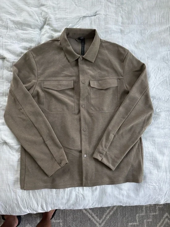 Lululemon Gridliner Fleece Men's Taupe Shirt Jacket - Button Front XXL - Picture 2 of 6